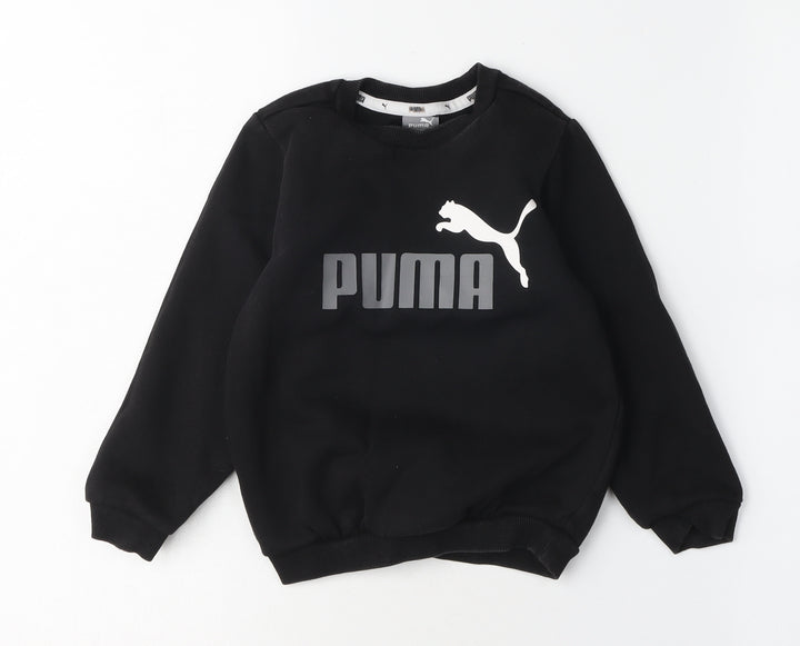 Puma Boys Black Crew Neck Logo Pullover Sweatshirt, 2 Years