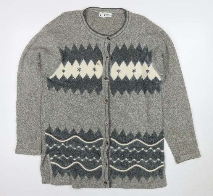 Casamia Women's Grey Argyle Cardigan One Size