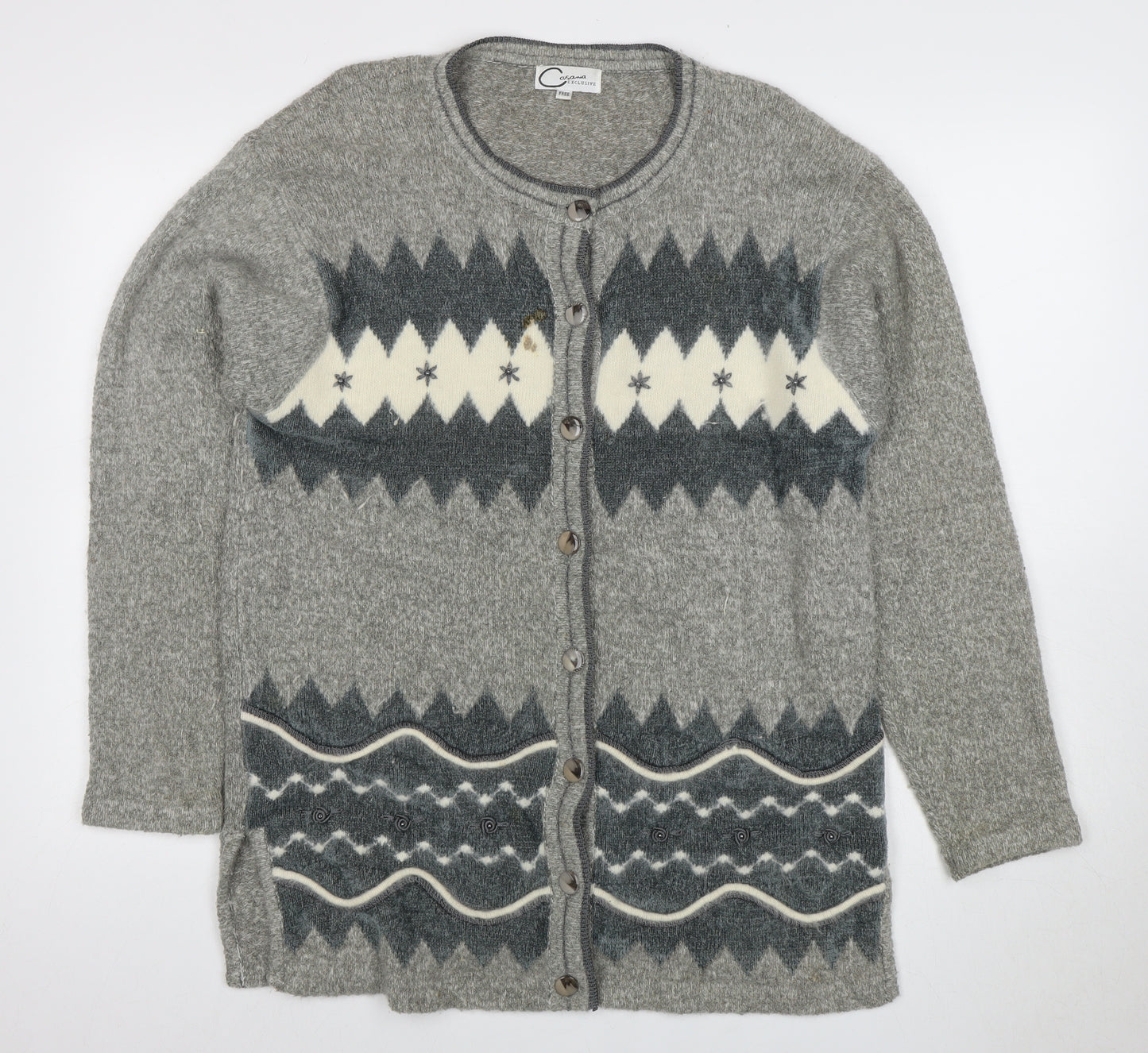 Casamia Women's Grey Argyle Cardigan One Size