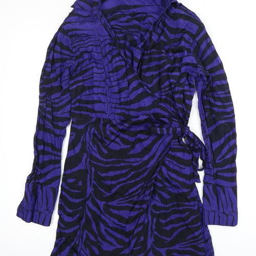 River Island Wrap Dress - Multicoloured, Size 14, Animal Print