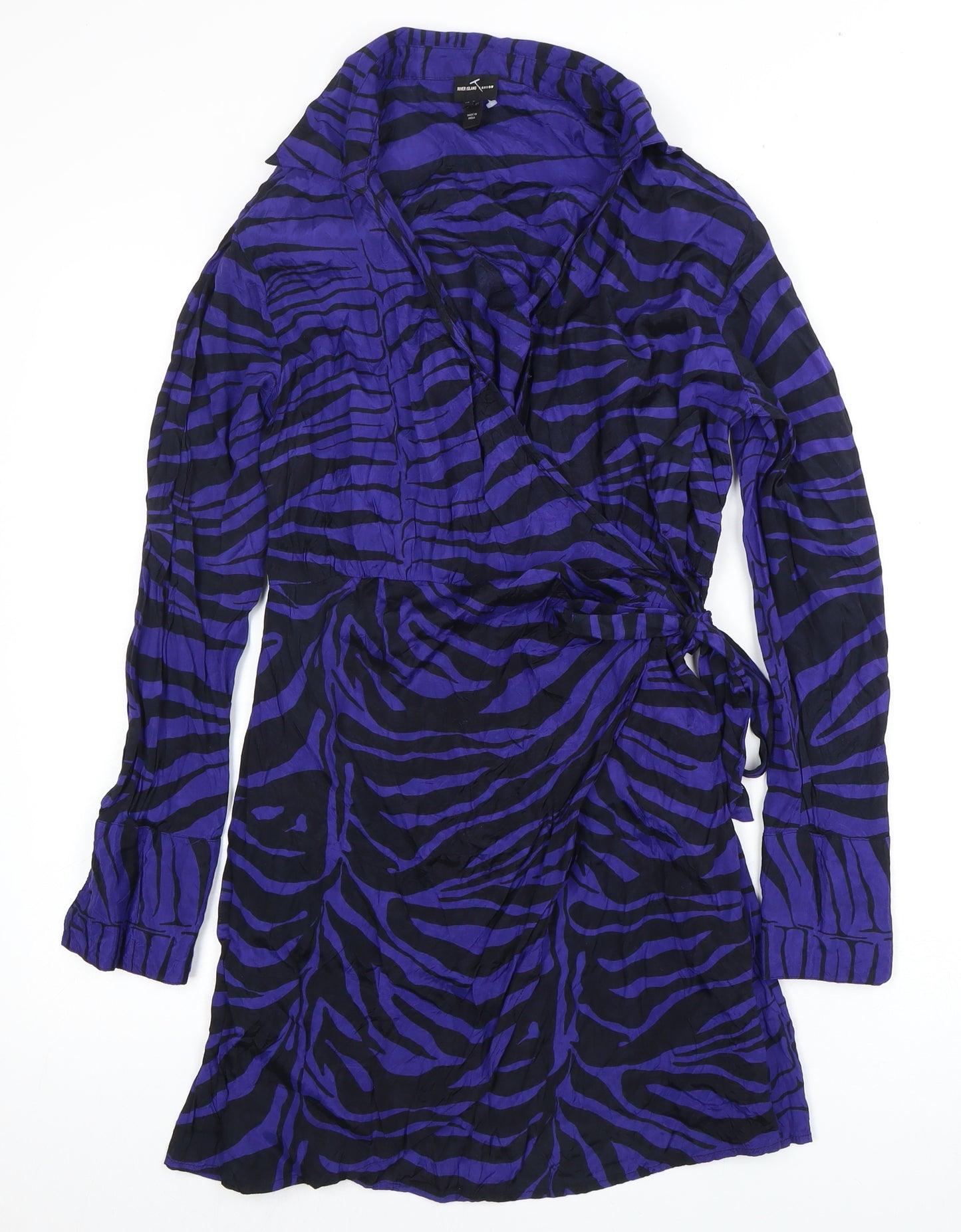 River Island Wrap Dress - Multicoloured, Size 14, Animal Print