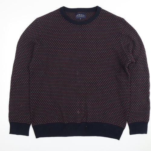 CRIMINAL Men's Multicoloured XL Cotton Pullover Jumper