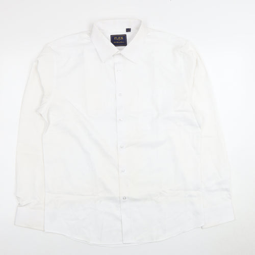 FLEX Men's White Medium Formal Dress Shirt