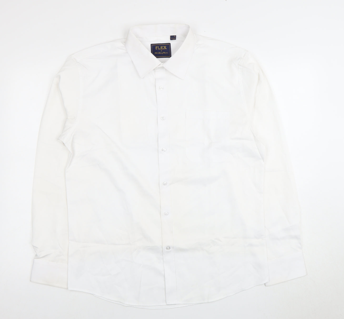 FLEX Men's White Medium Formal Dress Shirt