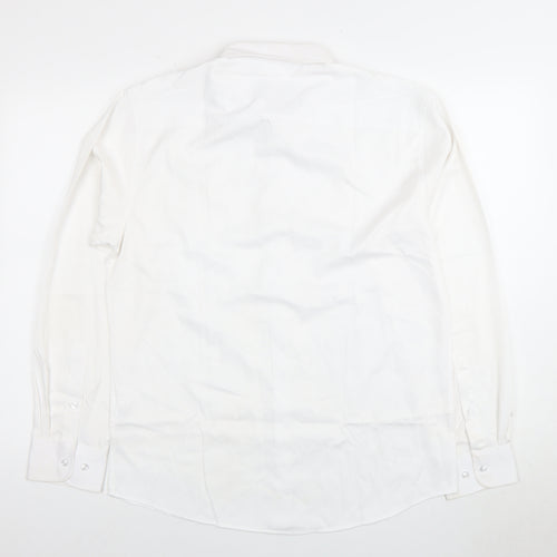 FLEX Men's White Medium Formal Dress Shirt