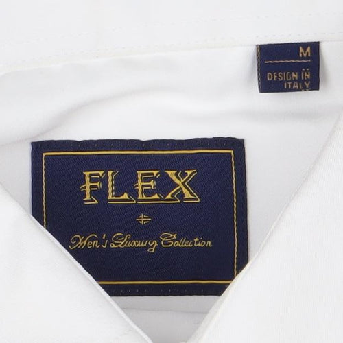 FLEX Men's White Medium Formal Dress Shirt