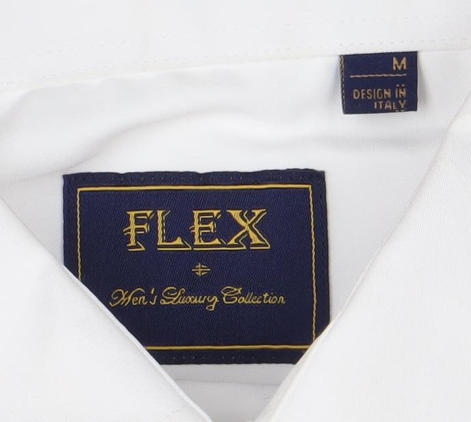 FLEX Men's White Medium Formal Dress Shirt