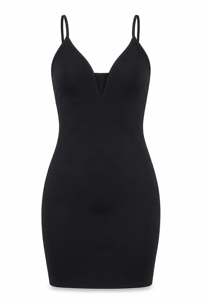 Front view of MISSPAP Women's Black Bodycon Dress, size 10