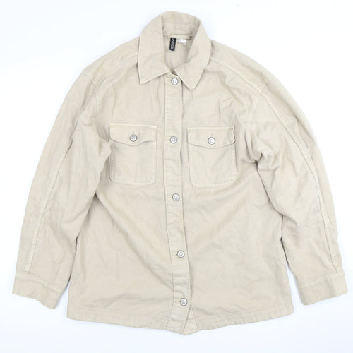 H&M Men Beige Cotton Jacket Size S with Pockets