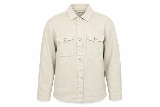 Front view of H&M Men Beige Cotton Jacket, size S, with Pockets