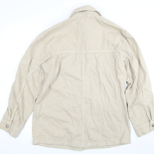 H&M Men Beige Cotton Jacket Size S with Pockets