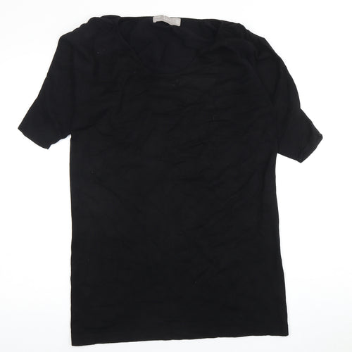 Zara Women's Black T-Shirt Size 6 Short Sleeve Casual