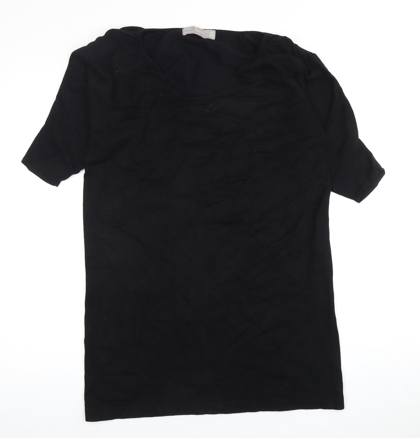 Zara Women's Black T-Shirt Size 6 Short Sleeve Casual