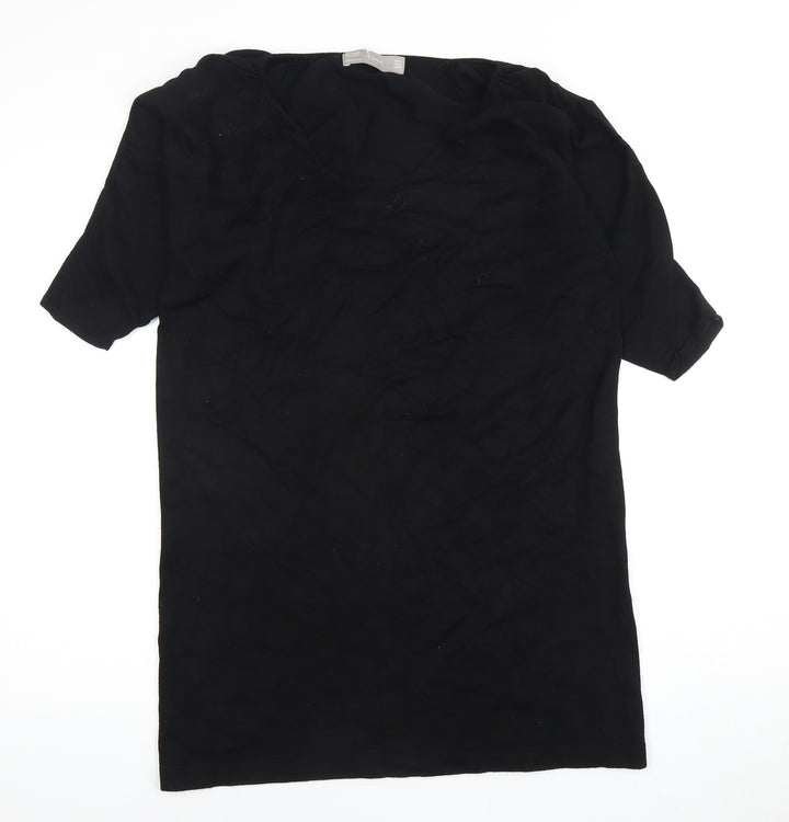 Zara Women's Black T-Shirt Size 6 Short Sleeve Casual
