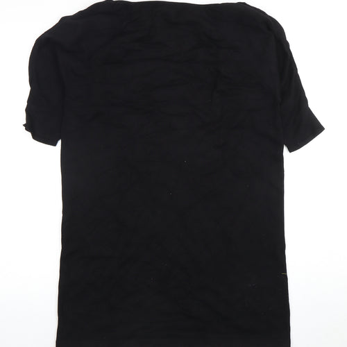 Zara Women's Black T-Shirt Size 6 Short Sleeve Casual