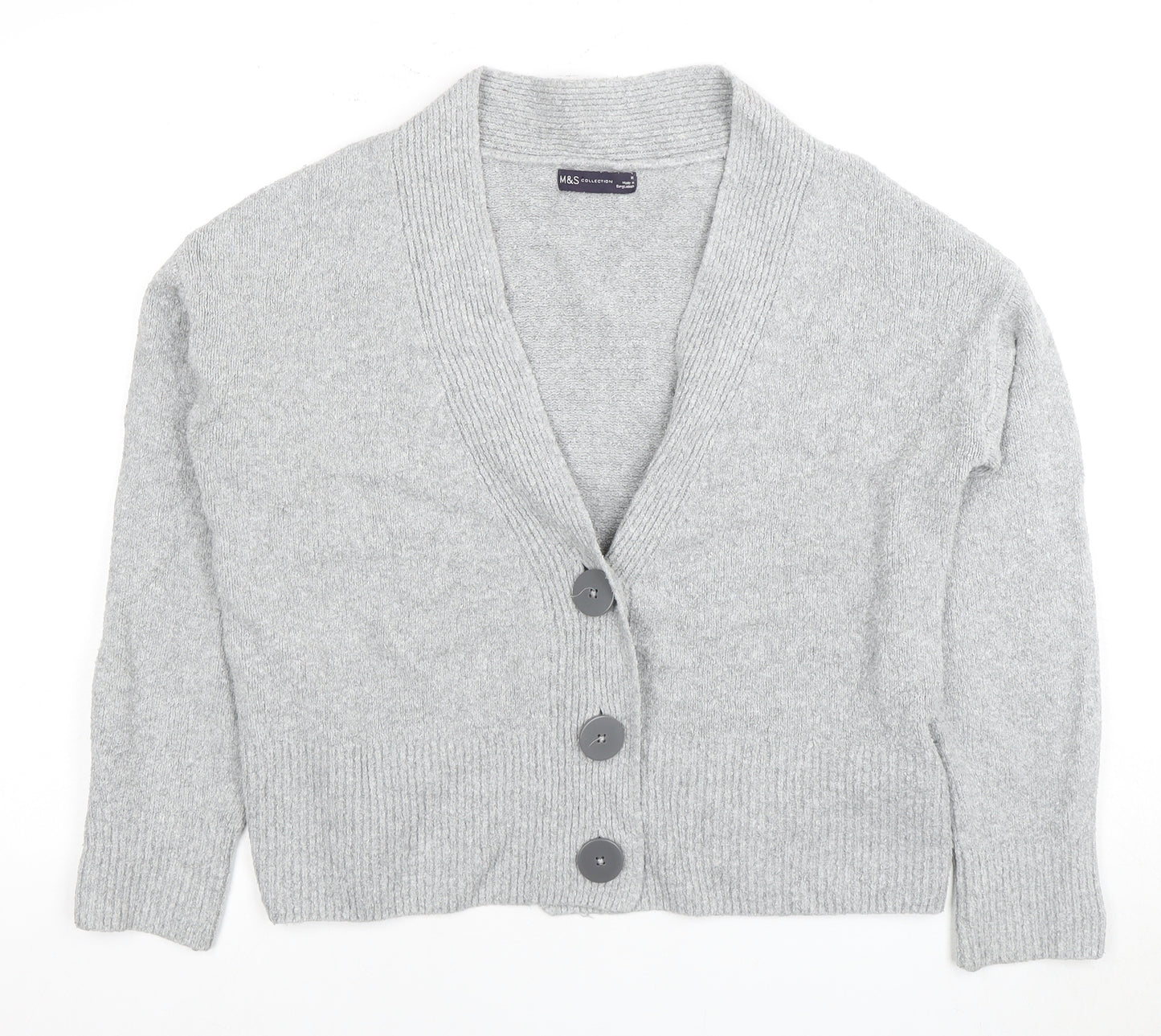 Marks and Spencer Women's Grey Cardigan M V-Neck Long Sleeve