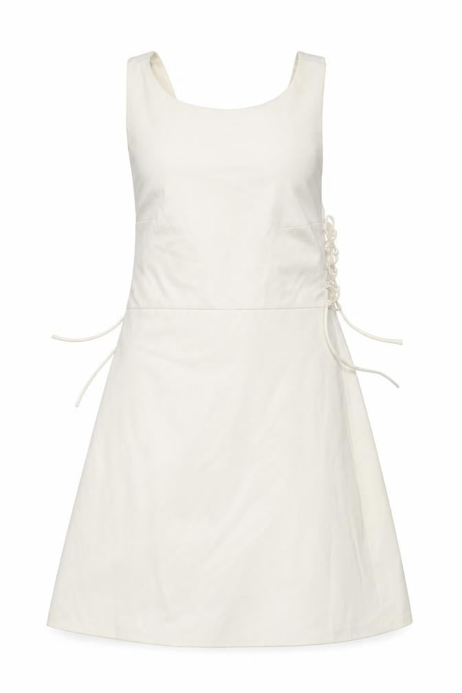 Front view of Zara Women's Ivory A-Line Dress, size 8, Sleeveless