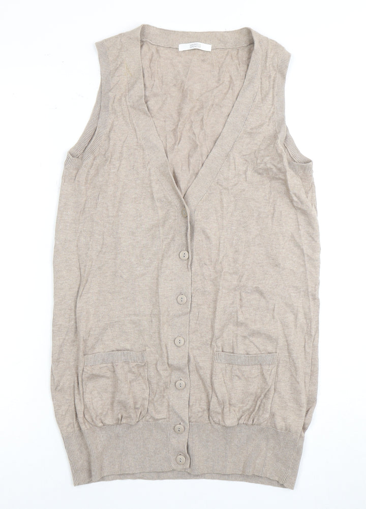 Marks and Spencer Women's Beige Sleeveless Knit Vest