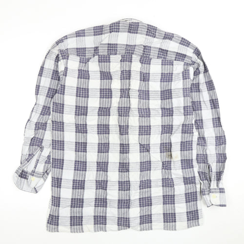 Leonardo Men's Blue Plaid Long Sleeve Shirt L