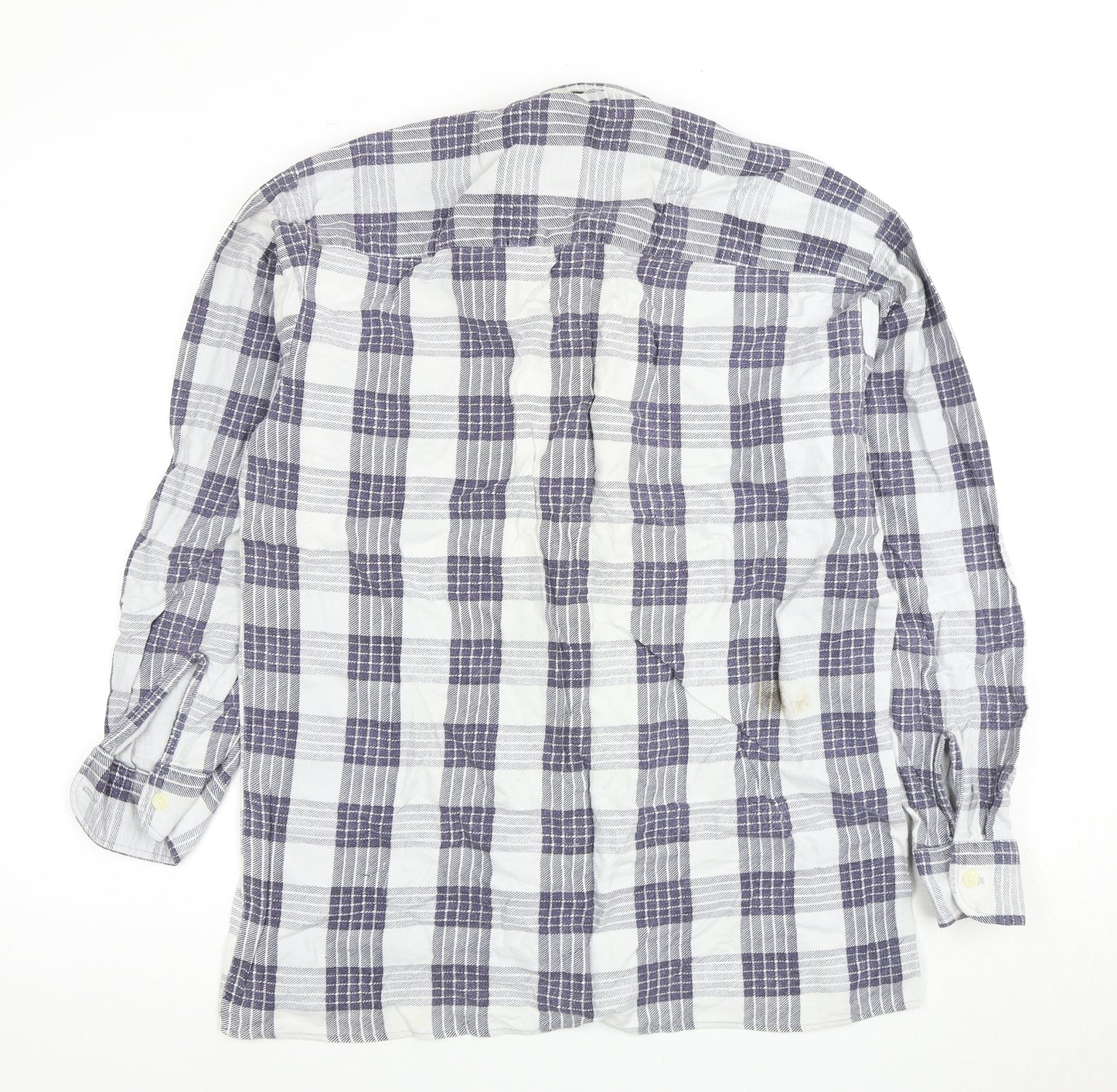 Leonardo Men's Blue Plaid Long Sleeve Shirt L