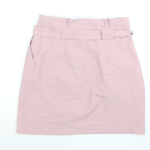 Miss Selfridge Women's Pink Pencil Skirt, Size 8, Belted