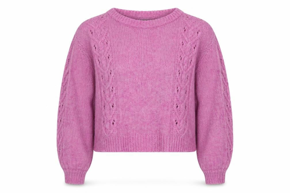 Front view of Arched Eyebrow Women’s Purple Crew Neck jumper