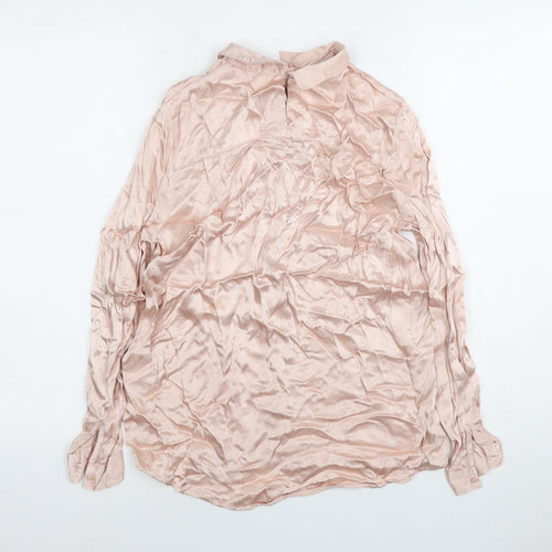 Zara Basic Women's Pink Long Sleeve Button Blouse