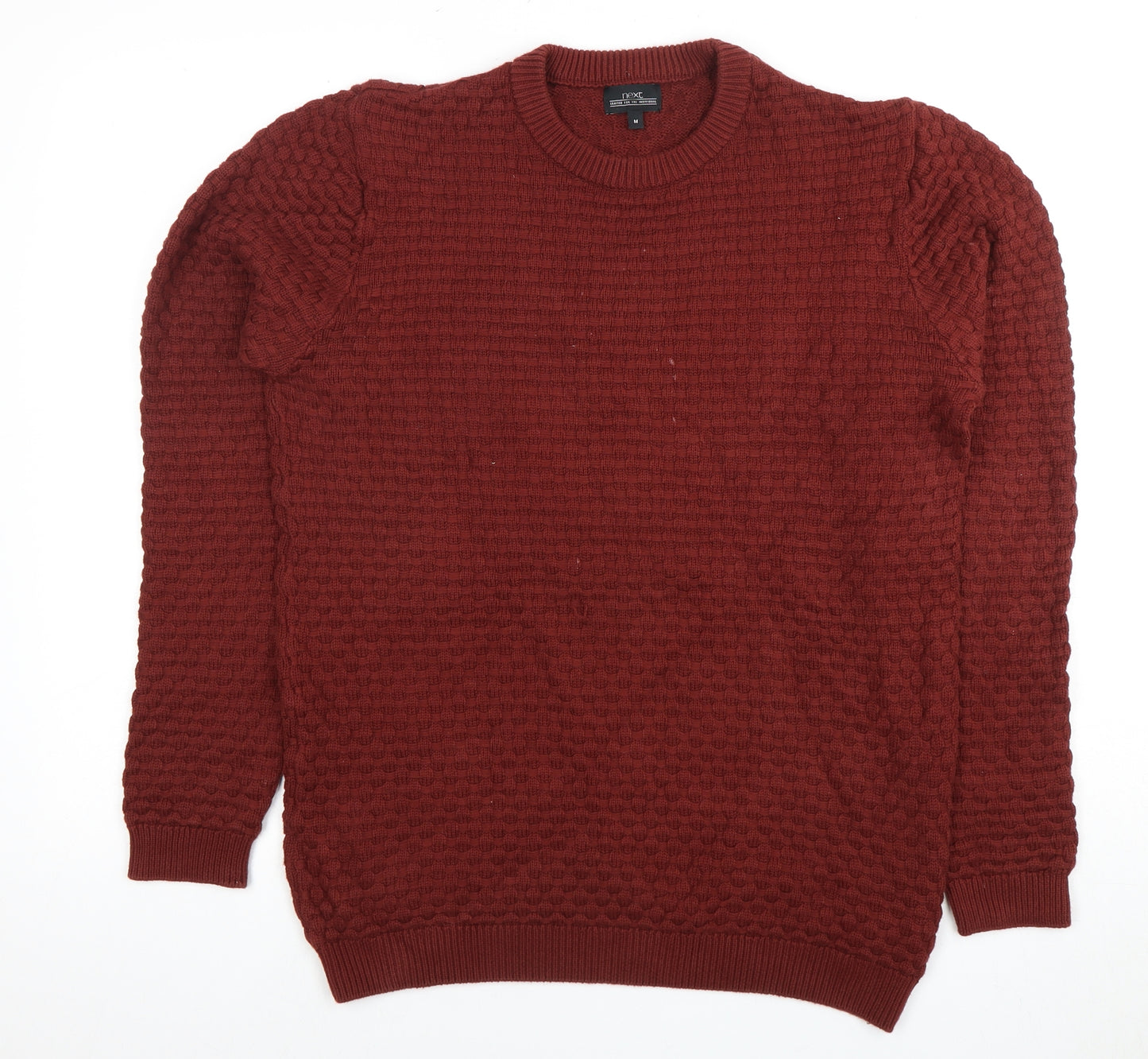 Next Men's Red Waffle-Knit Pullover Jumper, Medium