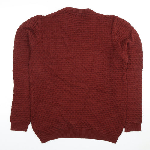 Next Men's Red Waffle-Knit Pullover Jumper, Medium