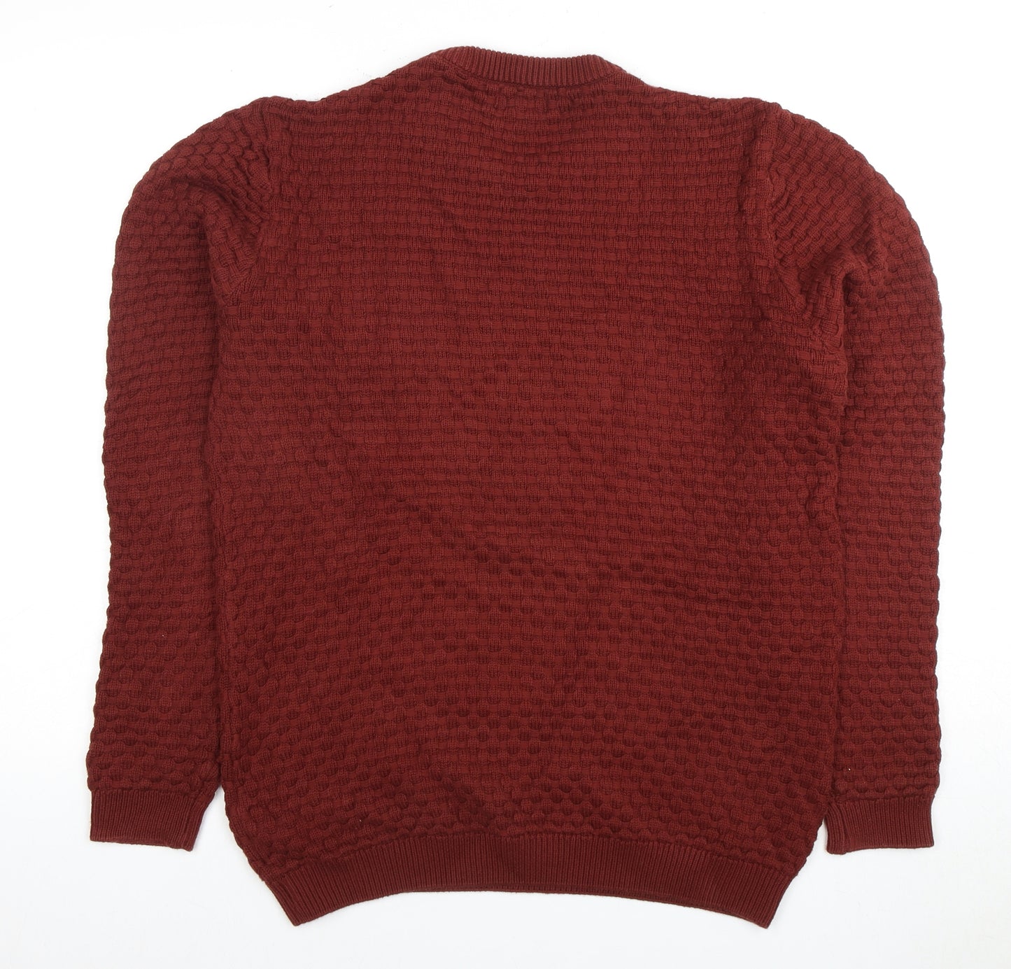 Next Men's Red Waffle-Knit Pullover Jumper, Medium