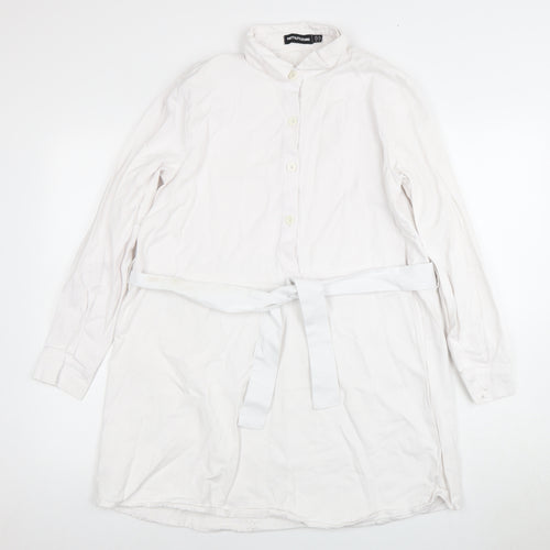 PrettyLittleThing Women's White Shirt Dress Size 10