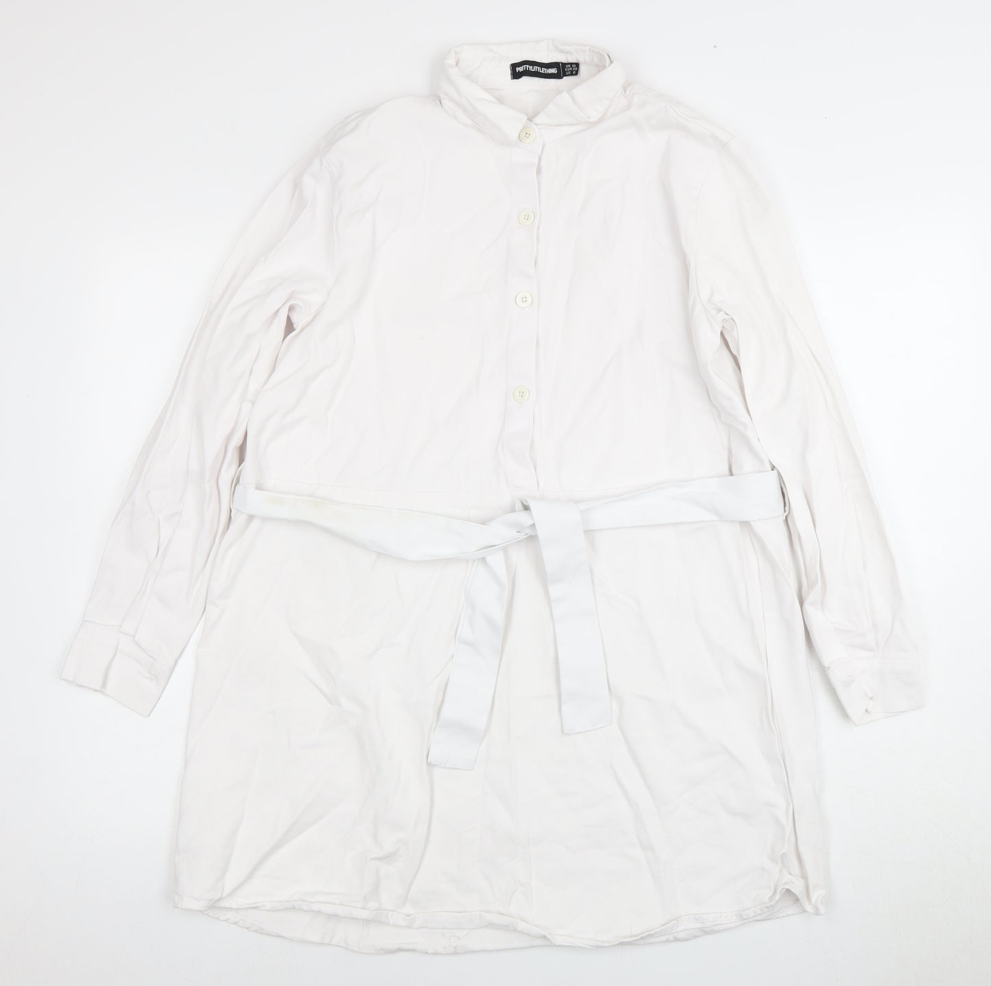 PrettyLittleThing Women's White Shirt Dress Size 10