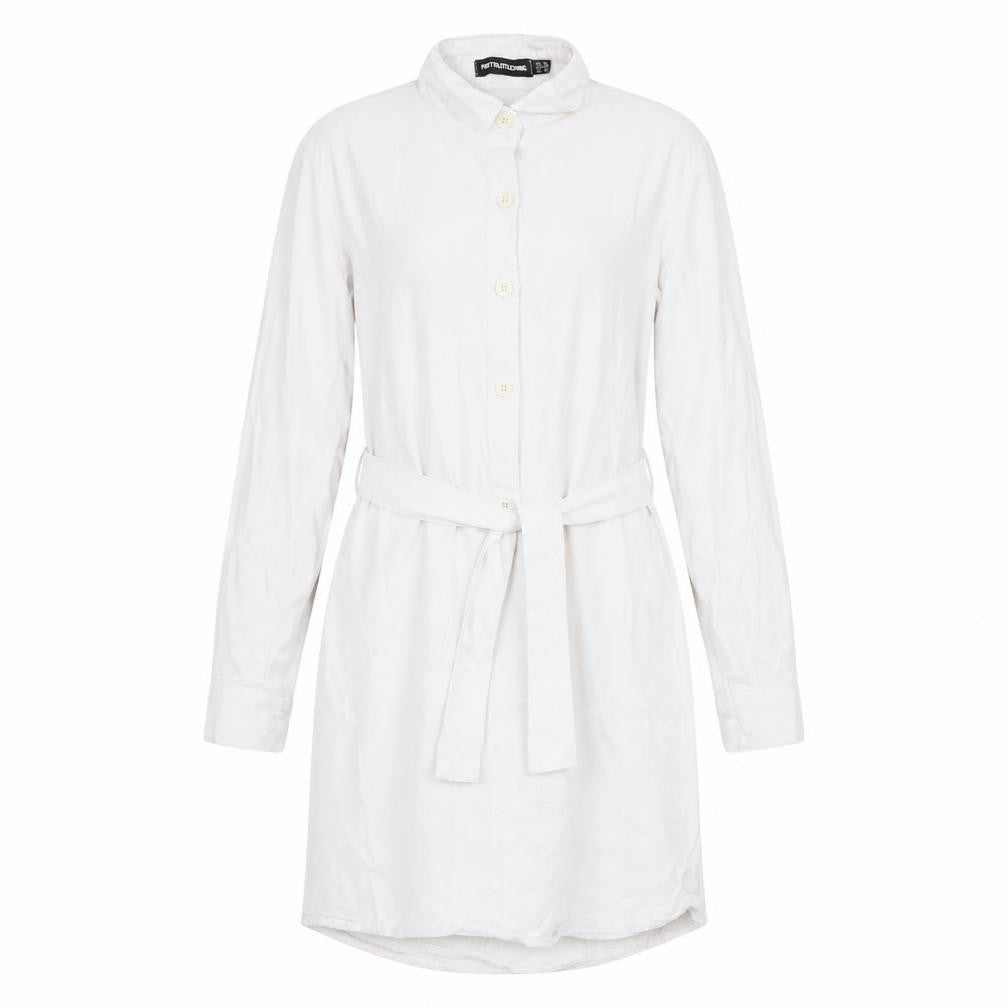 Front view of PRETTYLITTLETHING Women's White Shirt Dress, size 10