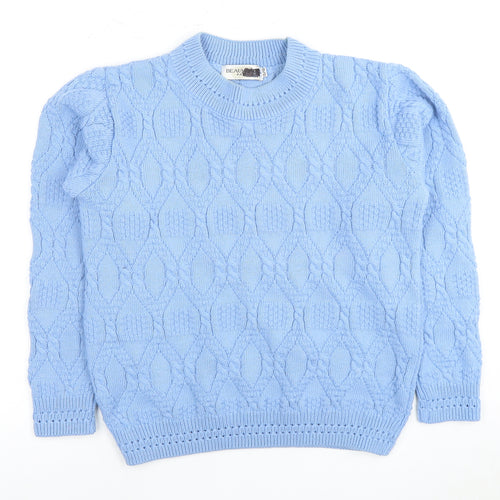 BEAUMOND PARIS Women's Blue Cable Knit Pullover Jumper