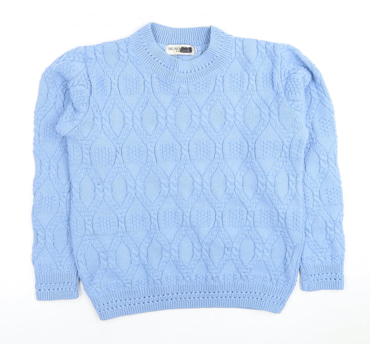 BEAUMOND PARIS Women's Blue Cable Knit Pullover Jumper