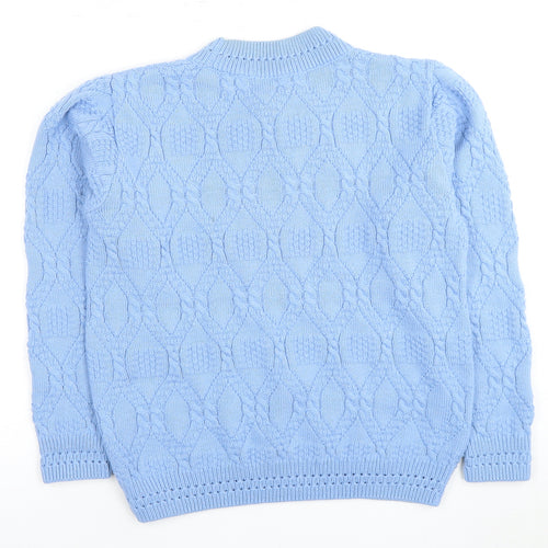 BEAUMOND PARIS Women's Blue Cable Knit Pullover Jumper
