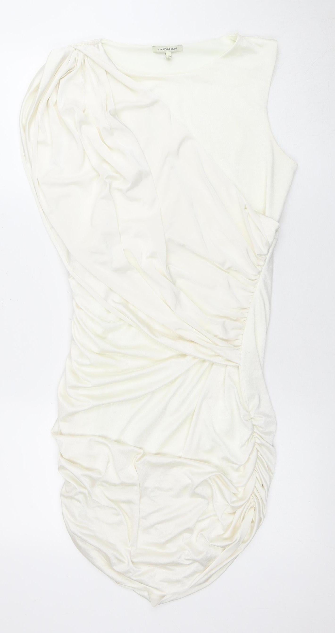 River Island Women’s Ivory Sleeveless Dress Size 16