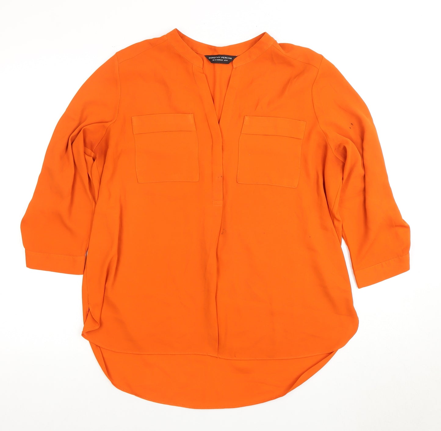 Dorothy Perkins Orange Women's V-Neck Blouse, Size 14
