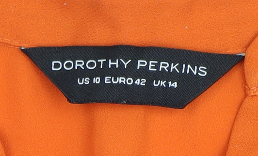 Dorothy Perkins Orange Women's V-Neck Blouse, Size 14