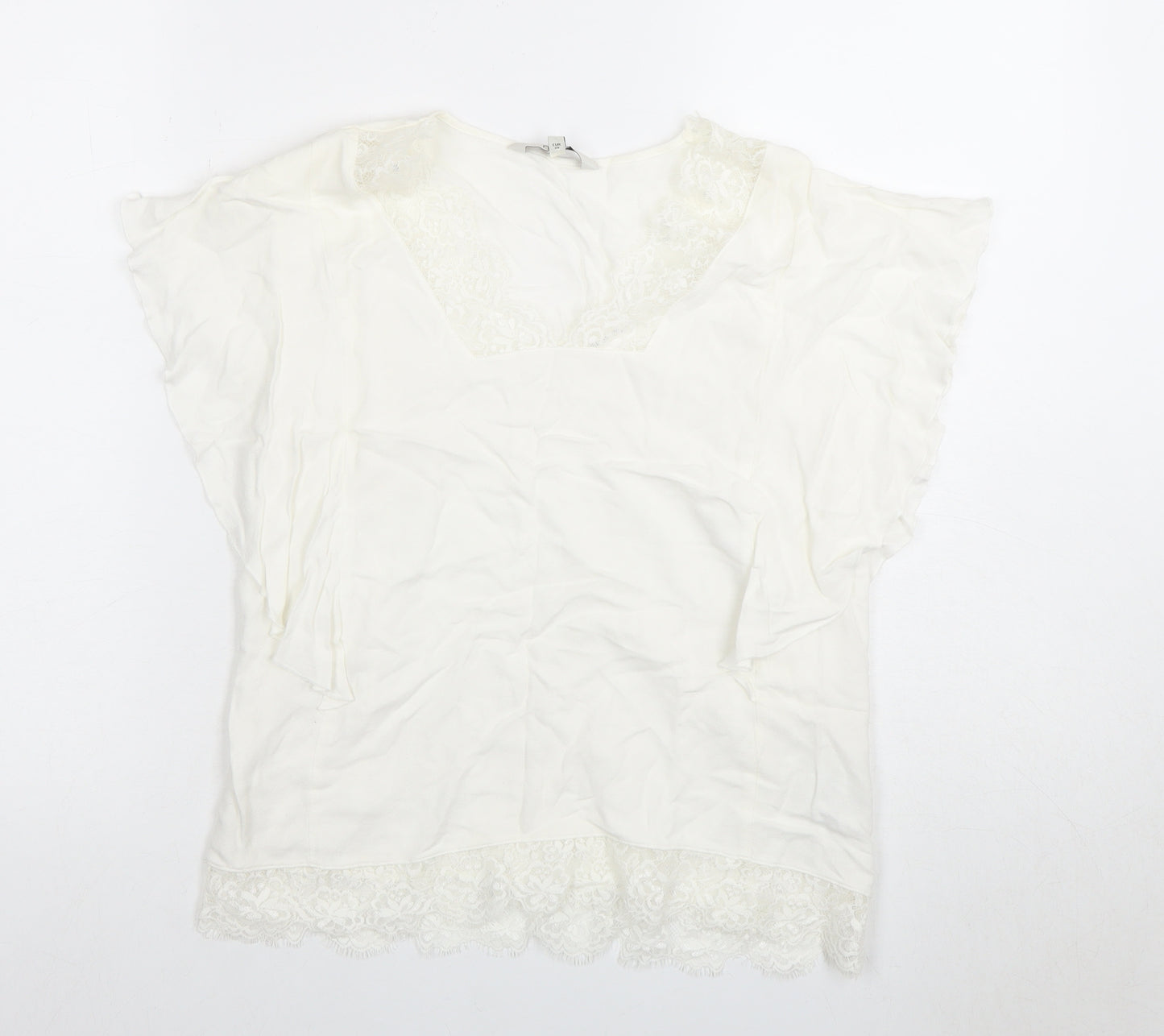 Next Women’s White Viscose Top - Size 10