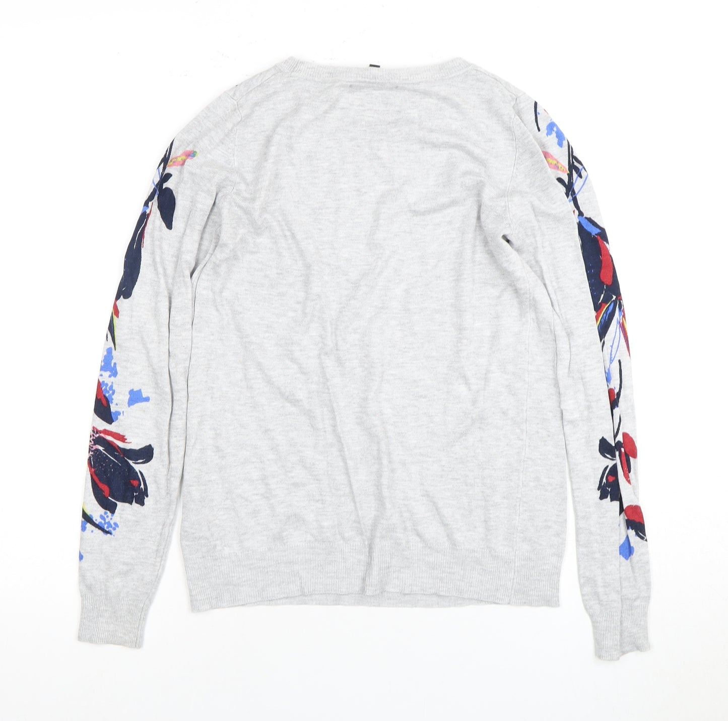 Next Women's Grey Floral Jersey Blouse, Size 8, Petites