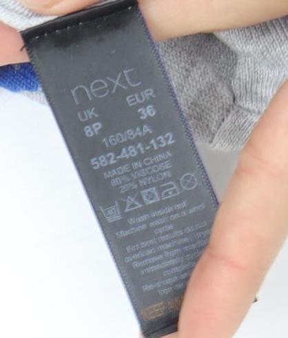 Next Women's Grey Floral Jersey Blouse, Size 8, Petites