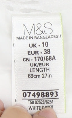 Marks and Spencer Women's White Midi Skirt, Size 10