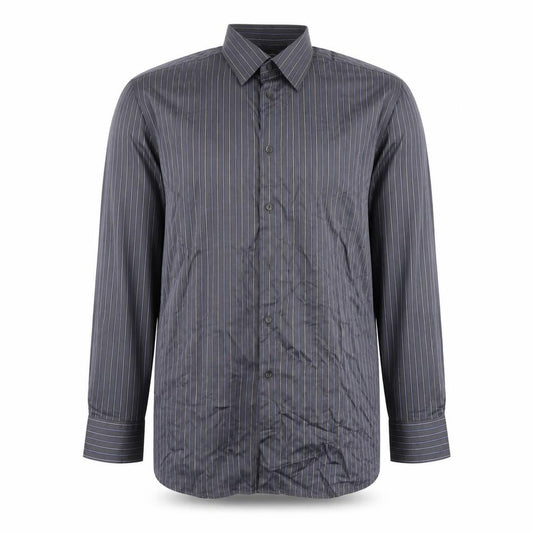 Front view of Marks & Spencer Men's Black Striped Dress Shirt 43