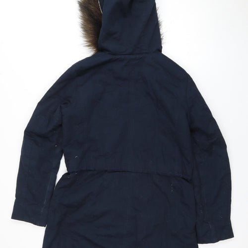 Warehouse Women's Blue Parka Coat - Size 10
