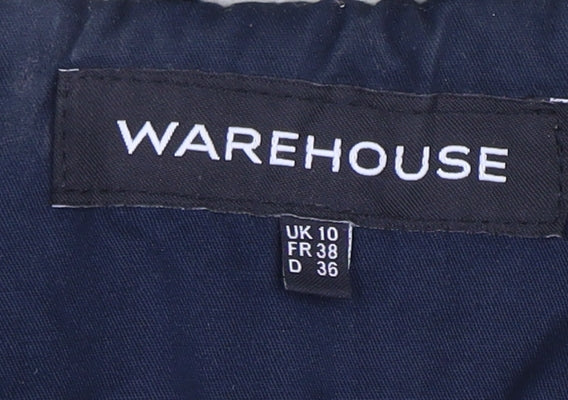 Warehouse Women's Blue Parka Coat - Size 10