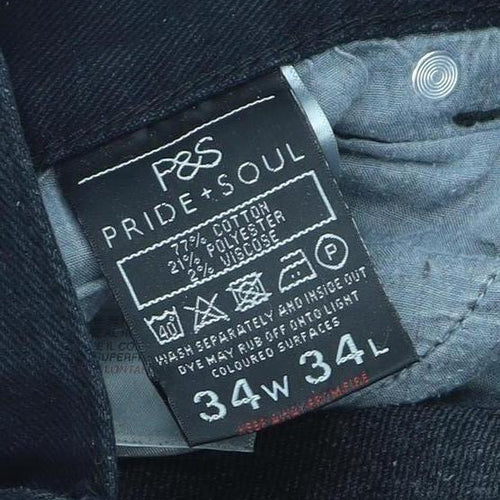 Pride + Soul Unisex Black Straight Jeans 34W 34L