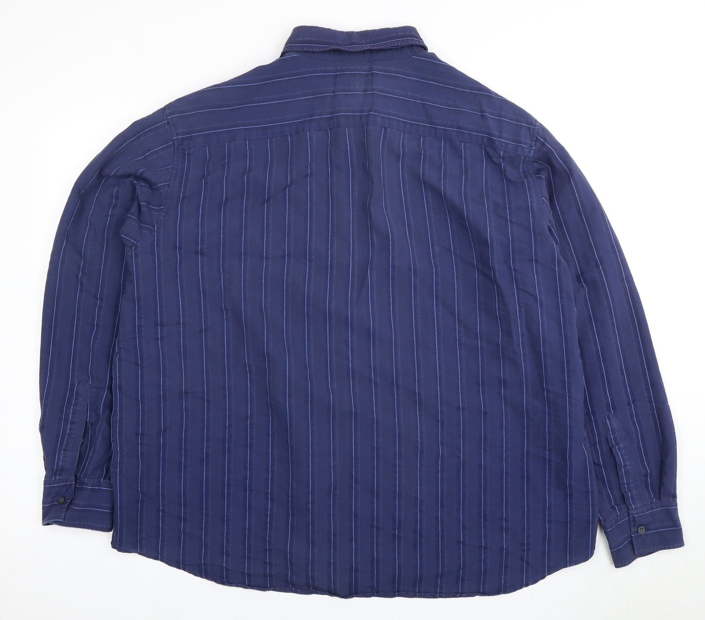 Marks and Spencer Men's Blue Striped Shirt L