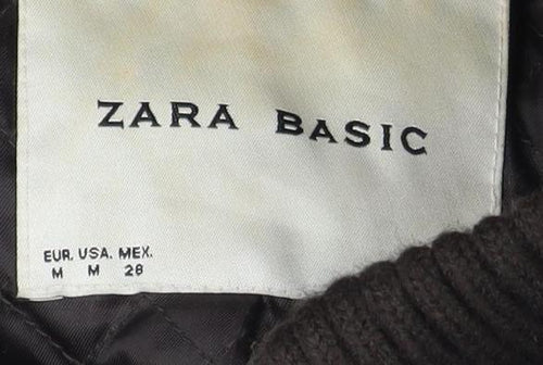 Zara Basic Women's Black Parka Size 10 Hooded Belted