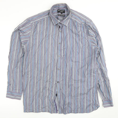 Marks and Spencer Men's Multicoloured Striped Shirt L